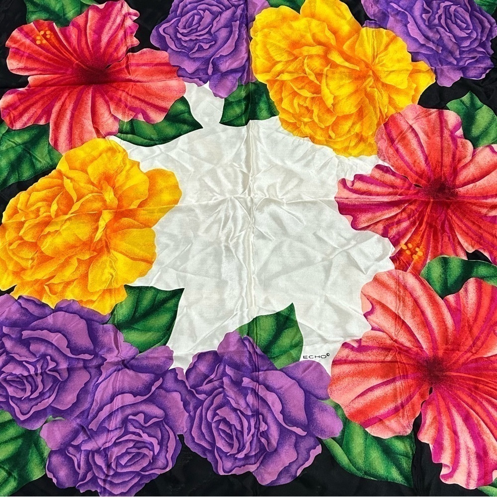 ECHO Multicolor Floral Scarf EUC - image 3